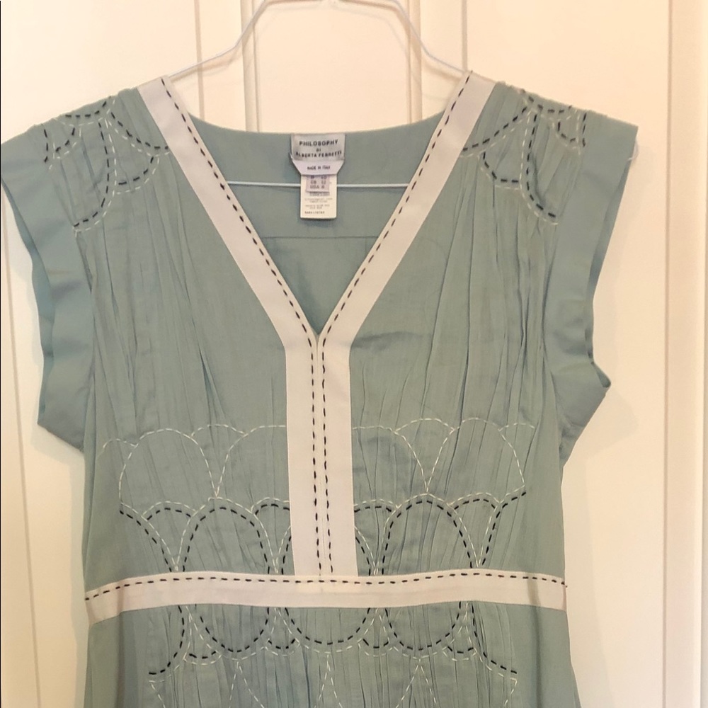 Philosophy di Alberta Ferretti Green Cotton Dress8